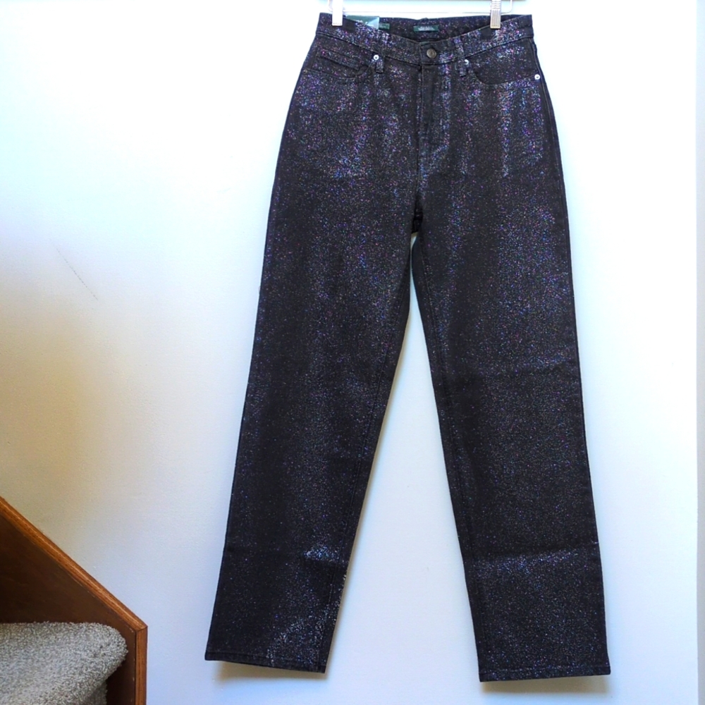 4 Wild Fable Glitter Jeans 🖤 Black Denim 90s Relaxed Straight Inseam 31 80s NEW
